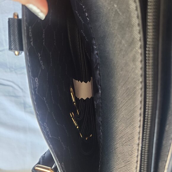 Aldo Faux Leather Black Satchel Handbag Purse - Picture 9 of 11